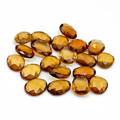 Honey Citrine Rosecut Cabochons | Freeform Faceted Yellow Gemstones For Jewelry - 20 Pieces