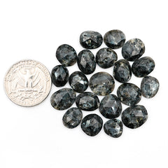Natural Larvikite Rose Cut Gemstones | Freeform Cabochons for Jewelry Making - 20 Pieces