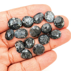 Freefrom Shape Larvikite Rose Cut Gemstones | Natural Cabochons with Blue Flash - 15 Pieces