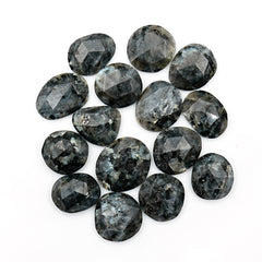Freefrom Shape Larvikite Rose Cut Gemstones | Natural Cabochons with Blue Flash - 15 Pieces