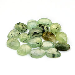Prehnite Rose Cut Cabochons | Natural Green Gemstones for Jewelry Making - 18 Pieces