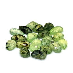 Prehnite Rosecut Cabochons | Mix Shape Flat Back Gemstones for Jewelry Making - 19 Pieces
