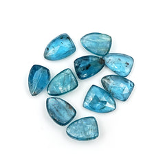 Aqua Kyanite Rose Cut Cabochons | Faceted Shield Shape Gems for Jewelry Making - 10 pieces