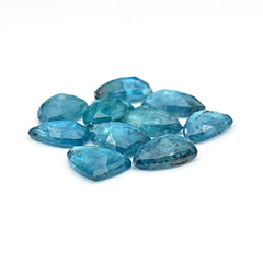 Aqua Kyanite Rose Cut Cabochons | Faceted Shield Shape Gems for Jewelry Making - 10 pieces