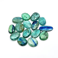 Emerald Green Kyanite Rosecut Oval Stones | Faceted Natural Gems for Jewelry Making - 15