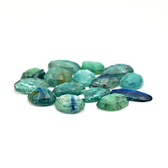 Emerald Green Kyanite Rosecut Oval Stones | Faceted Natural Gems for Jewelry Making - 15