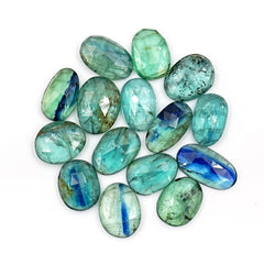 Emerald Green Kyanite Rosecut Oval Stones | Faceted Natural Gems for Jewelry Making - 15