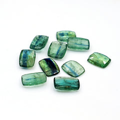 Green Kyanite Rosecut Freeform Cabochons | Natural Faceted Crystals for Jewelry - 10 Pieces