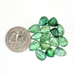 Green Kyanite Rosecut Stones| Natural Faceted Gemstones for Artisan Jewelry - 15 Pieces