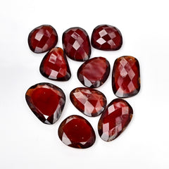 Hessonite Garnet Freeform Rose Cut Cabochons | Fiery Cinnamon Gemstone for Jewelry Making - 10 Pieces