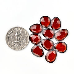 Hessonite Garnet Freeform Rose Cut Cabochons | Fiery Cinnamon Gemstone for Jewelry Making - 10 Pieces