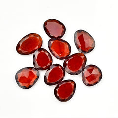 Hessonite Garnet Freeform Rose Cut Cabochons | Fiery Cinnamon Gemstone for Jewelry Making - 10 Pieces