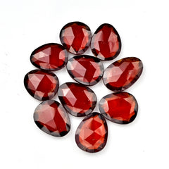 Hessonite Garnet Freeform Rose Cut Cabochons | Fiery Cinnamon Gemstone for Jewelry Making - 10 Pieces