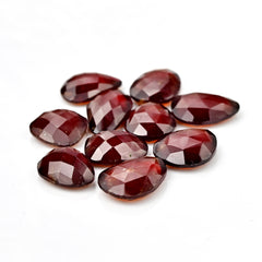 Hessonite Garnet Freeform Rose Cut Cabochons | Fiery Cinnamon Gemstone for Jewelry Making - 10 Pieces