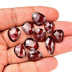 Hessonite Garnet Freeform Rose Cut Cabochons | Fiery Cinnamon Gemstone for Jewelry Making - 10 Pieces