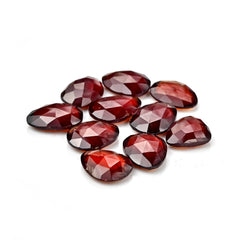 Hessonite Garnet Freeform Rose Cut Cabochons | Fiery Cinnamon Gemstone for Jewelry Making - 10 Pieces