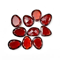 Hessonite Garnet Freeform Rose Cut Cabochons | Fiery Cinnamon Gemstone for Jewelry Making - 10 Pieces