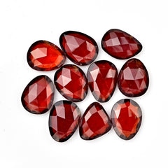 Hessonite Garnet Freeform Rose Cut Cabochons | Fiery Cinnamon Gemstone for Jewelry Making - 10 Pieces
