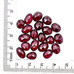 Rhodolite Garnet Rose Cut Cabochons | Deep Plum Pink Freeform Faceted Gems - 20 Pieces
