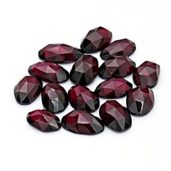 Rhodolite Garnet Rose Cut Cabochons | Freeform Gemstone For Jewelry Making - 15 Pieces