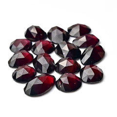 Rhodolite Garnet Rose Cut Cabochons | Deep Pink Glow in Mixed Shapes - 46 Pieces