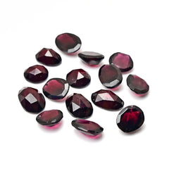 Rhodolite Garnet Rose Cut Cabochons | Deep Pink Glow in Mixed Shapes - 46 Pieces