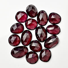 Rhodolite Garnet Rose Cut Cabochons | Deep Pink Glow in Mixed Shapes - 46 Pieces