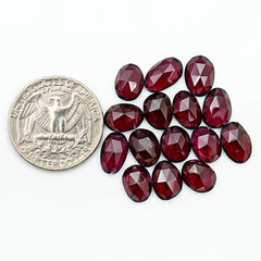 Rhodolite Garnet Rosecut Cabochons | Deep Plum Pink Faceted Freeform Gems