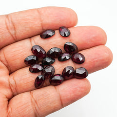 Rhodolite Garnet Rosecut Cabochons | Deep Plum Pink Faceted Freeform Gems