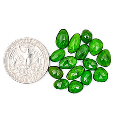 Natural Chrome Tourmaline Gemstones | Freeform Rose Cut Cabochons For Jewelry - 15 Pieces