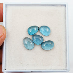 London Blue Topaz Freeform Smooth Cabochons | Faceted Gemstones for Fine Jewelry - 5 Pieces