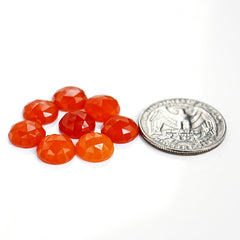 Carnelian Rose Cut Cabochon | Deep Orange Faceted Natural Loose Gemstones For Jewelry Making - 10 Pieces