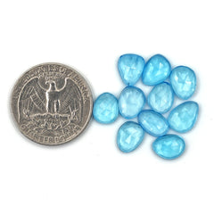 Swiss Blue Topaz Freeform Rose Cut Cabochons | Gemstones for Fine Jewelry Making - 10 Pieces