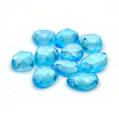 Swiss Blue Topaz Freeform Rose Cut Cabochons | Gemstones for Fine Jewelry Making - 10 Pieces