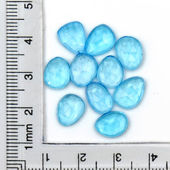 Swiss Blue Topaz Freeform Rose Cut Cabochons | Gemstones for Fine Jewelry Making - 10 Pieces