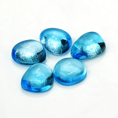 Swiss Blue Topaz Freeform Smooth Cabochons | Gemstones for Fine Jewelry Making - 5 Pieces