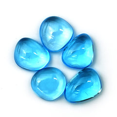 Swiss Blue Topaz Freeform Smooth Cabochons | Gemstones for Fine Jewelry Making - 5 Pieces