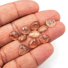 Imperial Topaz Rose Cut Gemstones | Freeform Faceted Cabs for Jewelry Making - 10 Pieces