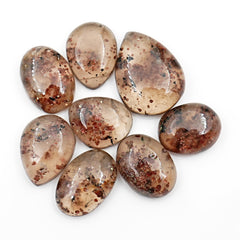 Natural Garnet Inclusions in Quartz Cabochons | Earth-Captured Elegance - 8 Pieces