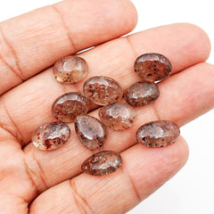 Garnet In Quartz Cabochons | Freeform Natural Gemstone Beauty - 10 Pieces