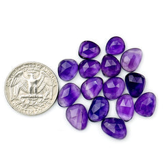 Amethyst Rose Cut Cabochon | Freeform Natural Purple Gemstone for Jewelry Making - 15 Pieces