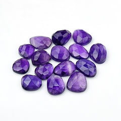 Amethyst Rose Cut Cabochon | Freeform Natural Purple Gemstone for Jewelry Making - 15 Pieces
