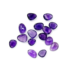 Amethyst Rose Cut Cabochon | Freeform Natural Purple Gemstone for Jewelry Making - 15 Pieces