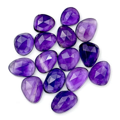 Amethyst Rose Cut Cabochon | Freeform Natural Purple Gemstone for Jewelry Making - 15 Pieces