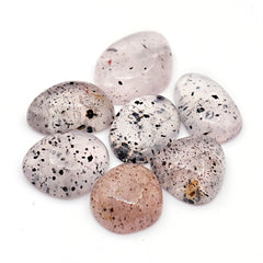 Pink Dot Rutile Smooth Cabochons | Rare Freeform Gems with Natural Inclusions