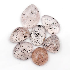 Pink Dot Rutile Smooth Cabochons | Rare Freeform Gems with Natural Inclusions