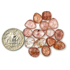 Strawberry Quartz Rosecut | Freeform Pink Gemstones for Handmade Jewelry - 15 Pieces