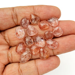 Strawberry Quartz Rosecut | Freeform Pink Gemstones for Handmade Jewelry - 15 Pieces