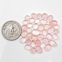 Rose Quartz Cabochons | Freeform Pink Gemstones for Jewelry Making - 38 Pieces