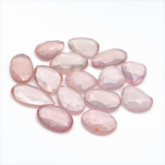 Rose Quartz Rose Cut Cabochons | Freeform Soft Pink Gemstones for Jewelry & Healing - 15 Pieces